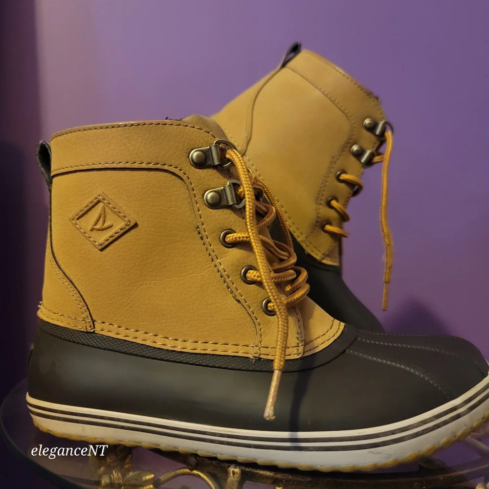 Sperry Little Boy's Bowline Tan Duck Boots Sz: 3M - Picture 7 of 10